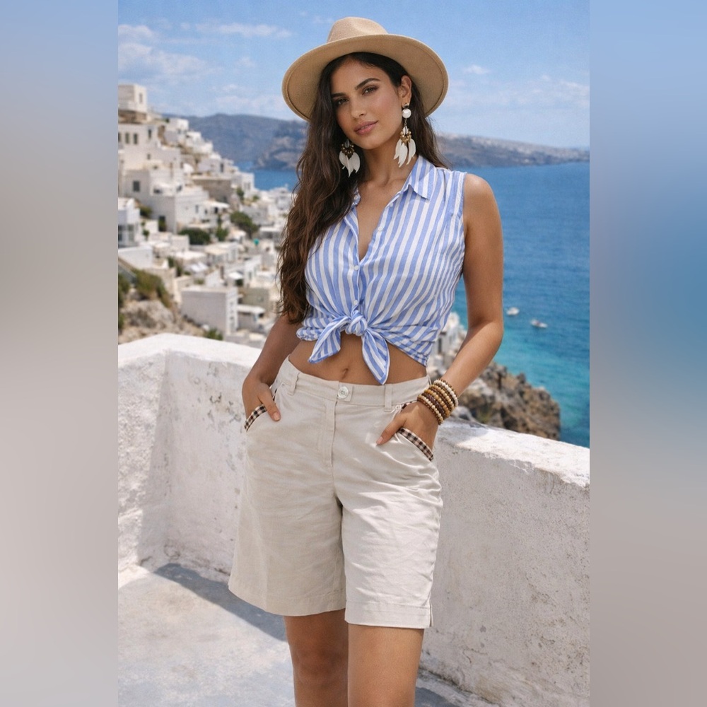 Burberry Cream Bermuda Shorts Lightweight Versatile